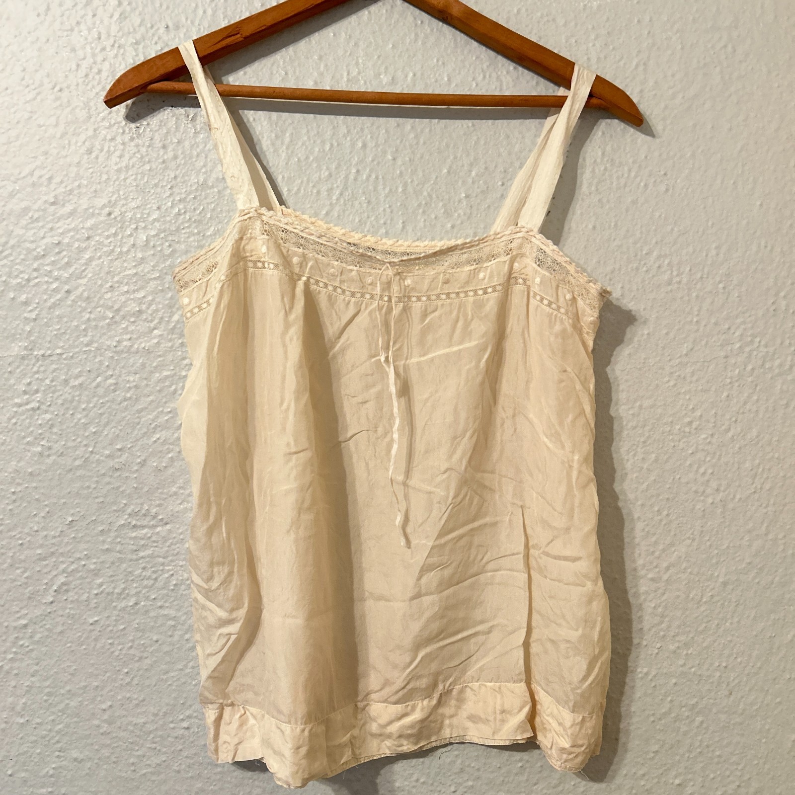 Antique Edwardian 1920s Corset Cover Camisole Lace Ivory Silk Lingerie Bridal