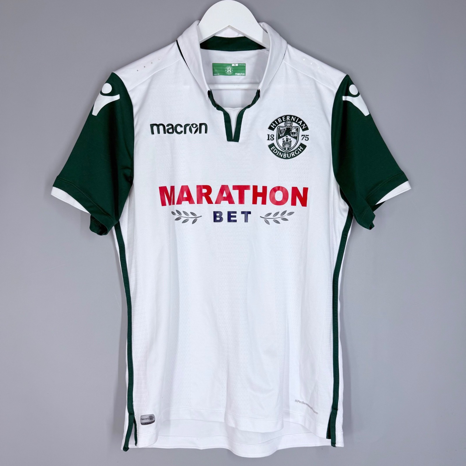 HIBERNIAN EDINBURGH HOME FOOTBALL SHIRT 2018 - 2019 SOCCER JERSEY MACRON sz M HIBERNIAN EDINBURGH HOME FOOTBALL SHIRT 2018 - 2019 SOCCER JERSEY MACRON sz M