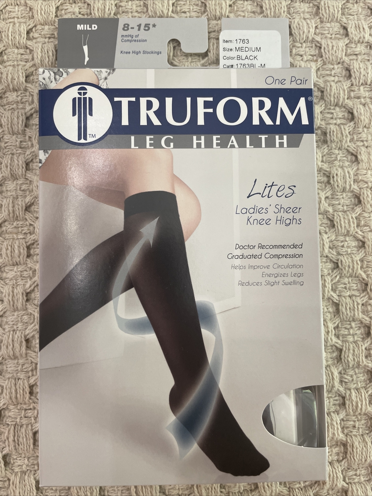 TRUFORM Leg Health Lites 1763BL-M Medium, Black, Ladies Knee Highs 8-15 mmHg TRUFORM Leg Health Lites 1763BL-M Medium, Black, Ladies Knee Highs 8-15 mmHg