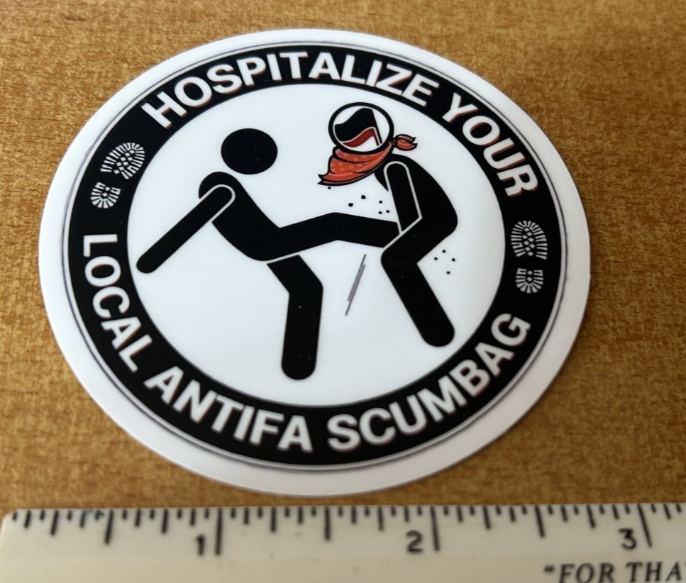 Hospitalize Antifa scumbag sticker decal 2-inch round MAGA stop commies