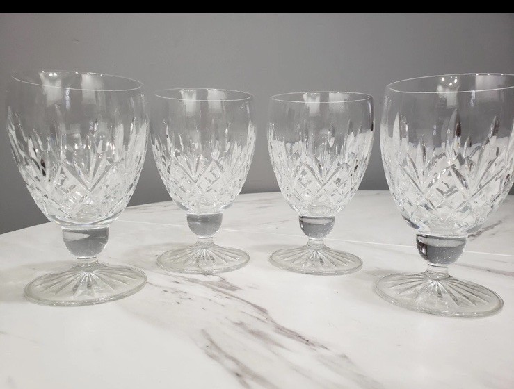 New Waterford CRYSTAL LISMORE CLARET GLASSES  SET OF 4 RARE   SIZE  5 1/4 \