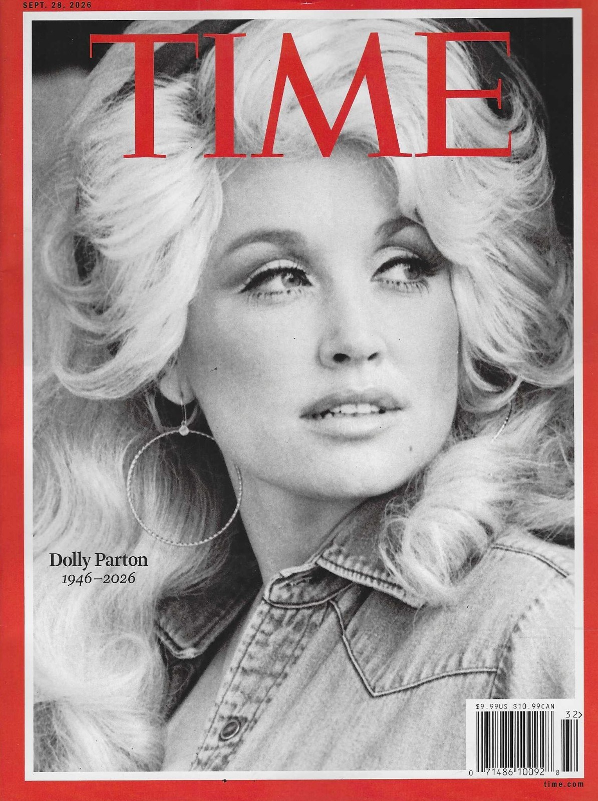 Time Magazine September 28th 2026: Dolly Parton ( 1946-2026 ) Time Magazine September 28th 2026: Dolly Parton ( 1946-2026 )