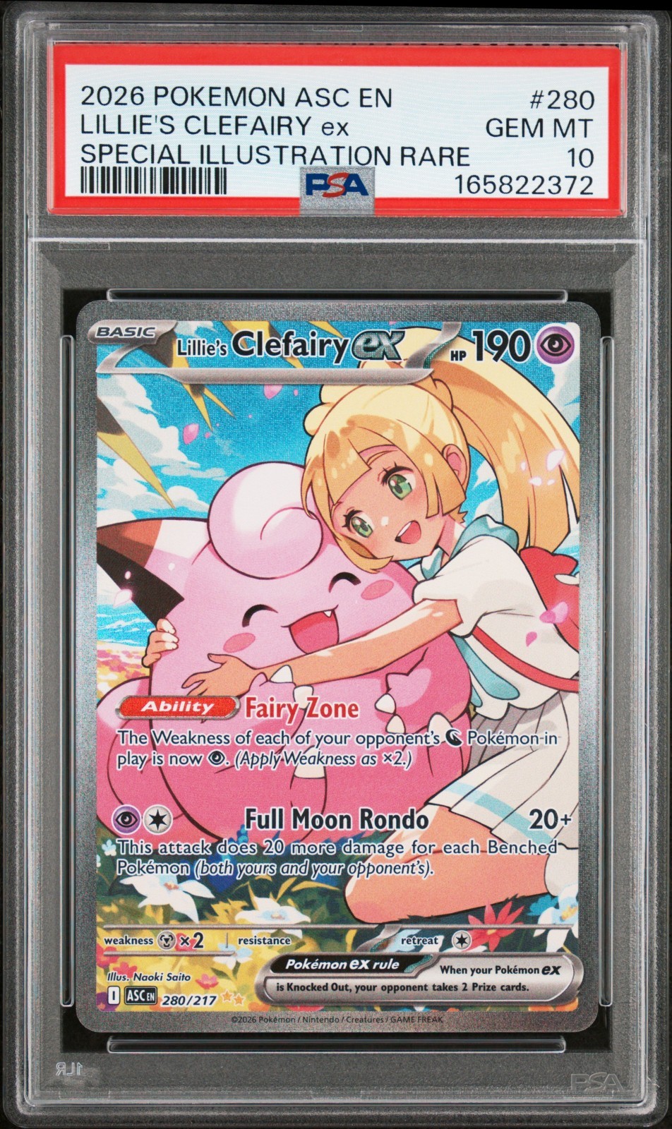 2026 POKEMON ASC SPECIAL ILLUSTRATION RARE #280 LILLIE\'S CLEFAIRY EX PSA 10 2026 POKEMON ASC SPECIAL ILLUSTRATION RARE #280 LILLIE\'S CLEFAIRY EX PSA 10