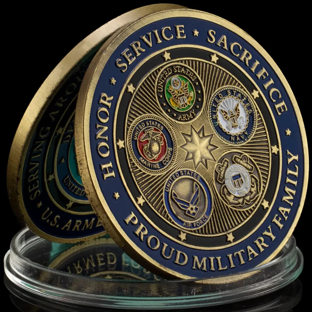 U.S. Armed Forces Challenge Coin Proud Military Family Veteran Gift