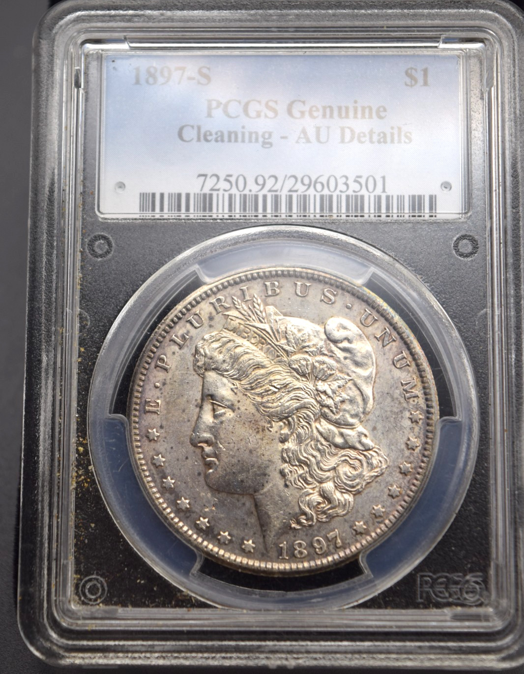1897-S Morgan Silver Dollar $1 PCGS Genuine AU Details Cleaning