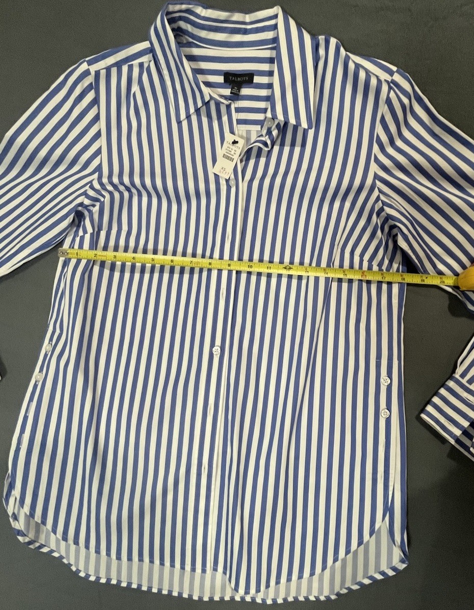 Talbots Blue/White Striped Collared Button-Up Woven Shirt Long Sleeve XS Talbots Blue/White Striped Collared Button-Up Woven Shirt Long Sleeve XS