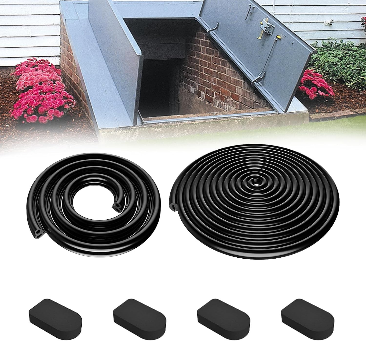 for Bilco Basement Door Seal Kit (1 x U Shaped Gasket, 1x Bulb Trim Gasket, 4 