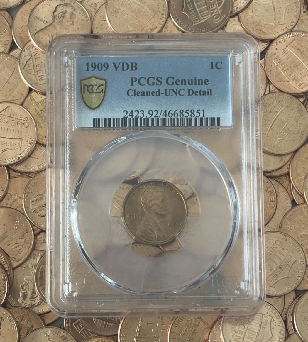 PCGS 1909 VDB 1C Lincoln Wheat Penny (Genuine-Cleaned)