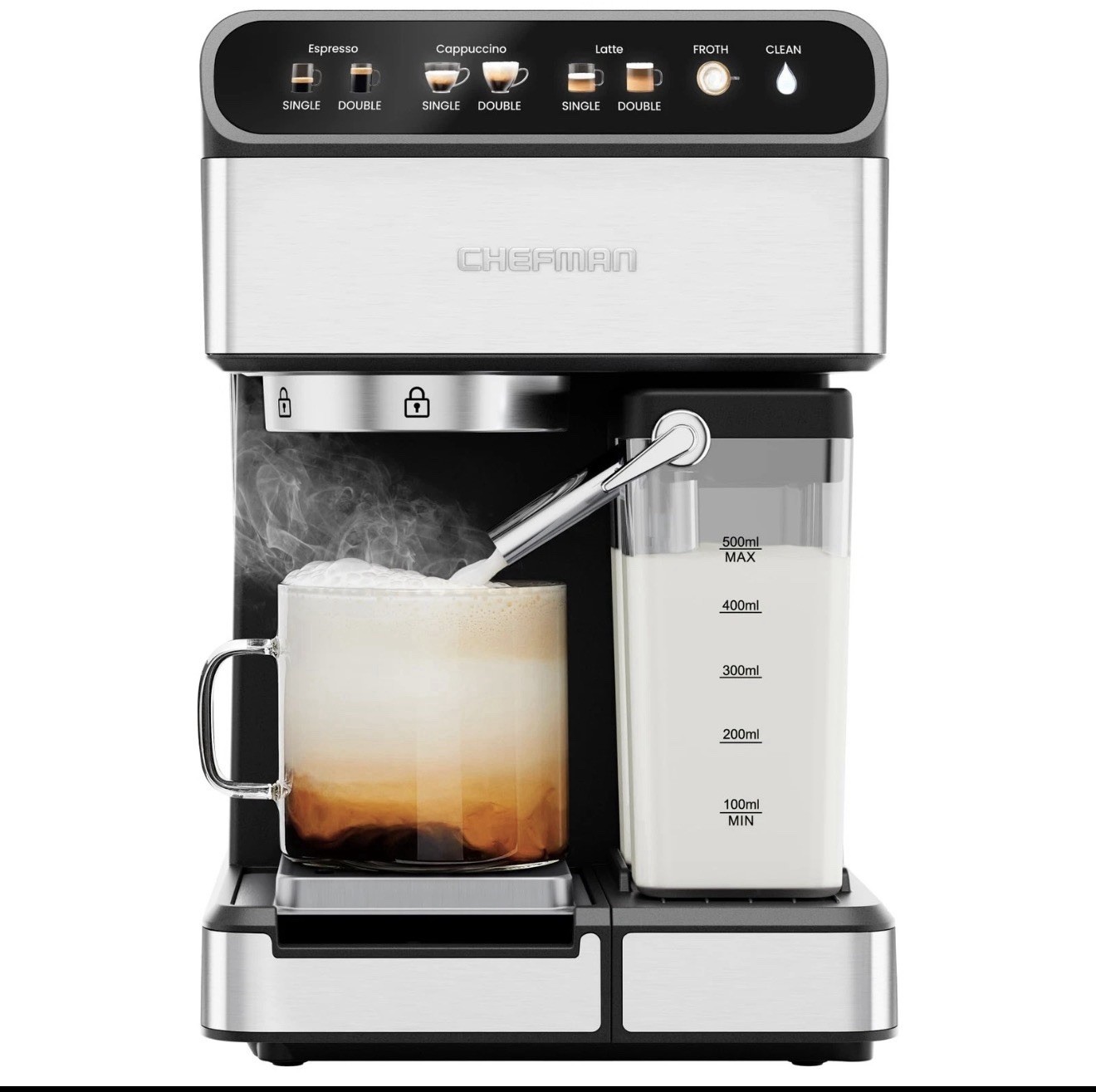 Espresso Machine with Milk Frother for Cappuccino & Latte, 1.8L Reservoir Espresso Machine with Milk Frother for Cappuccino & Latte, 1.8L Reservoir