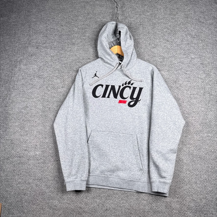 Nike Air Jordan Mens Large L Grey Cincinnati Bearcats Cincy Pullover Sweatshirt