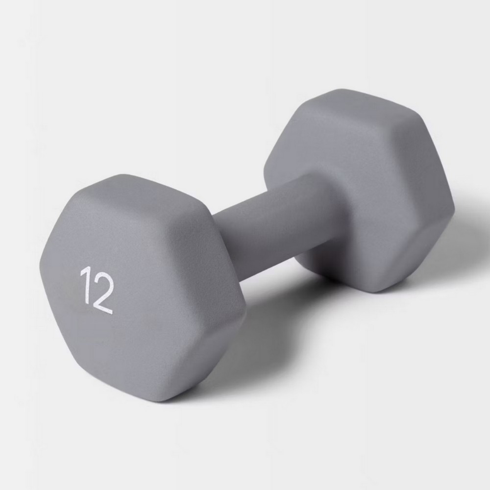 Dumbbell 12lbs Gray PVC Coated, Iron Filled, Single Weight Dumbbell 12lbs Gray PVC Coated, Iron Filled, Single Weight
