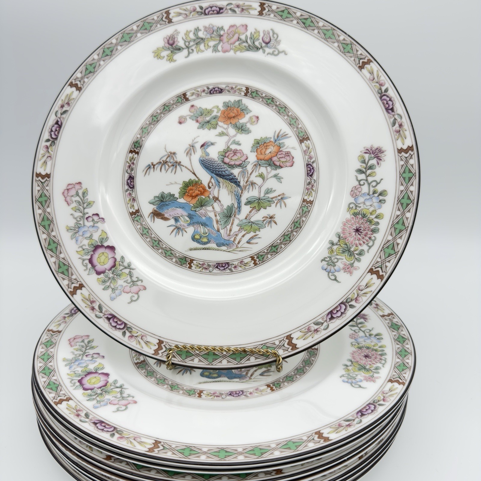 Wedgwood Kutani Crane Dinner Plates 10-3/4\
