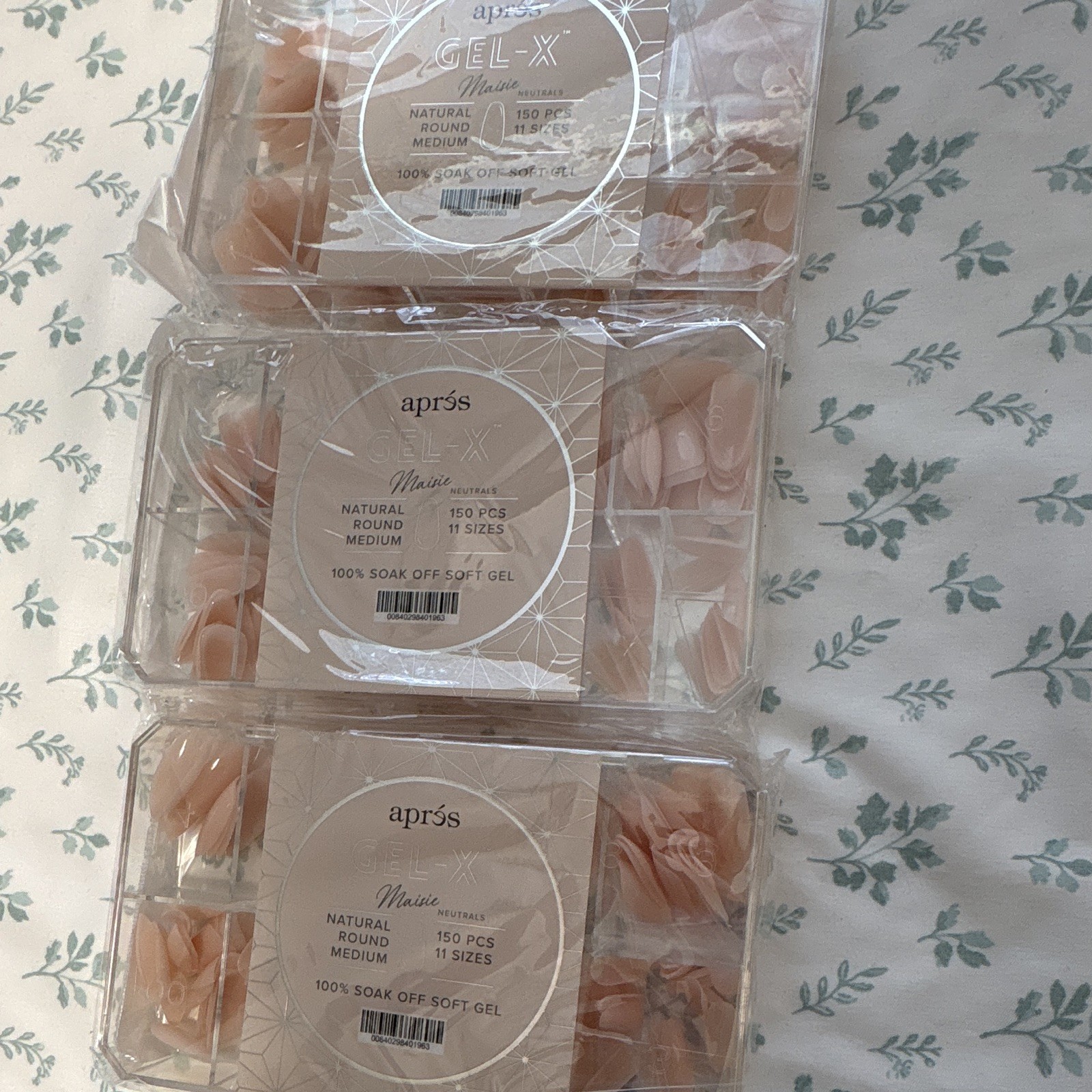 3 Apres Gel-X Maisie Neutrals Natural Round Medium Soak Off  150PCS