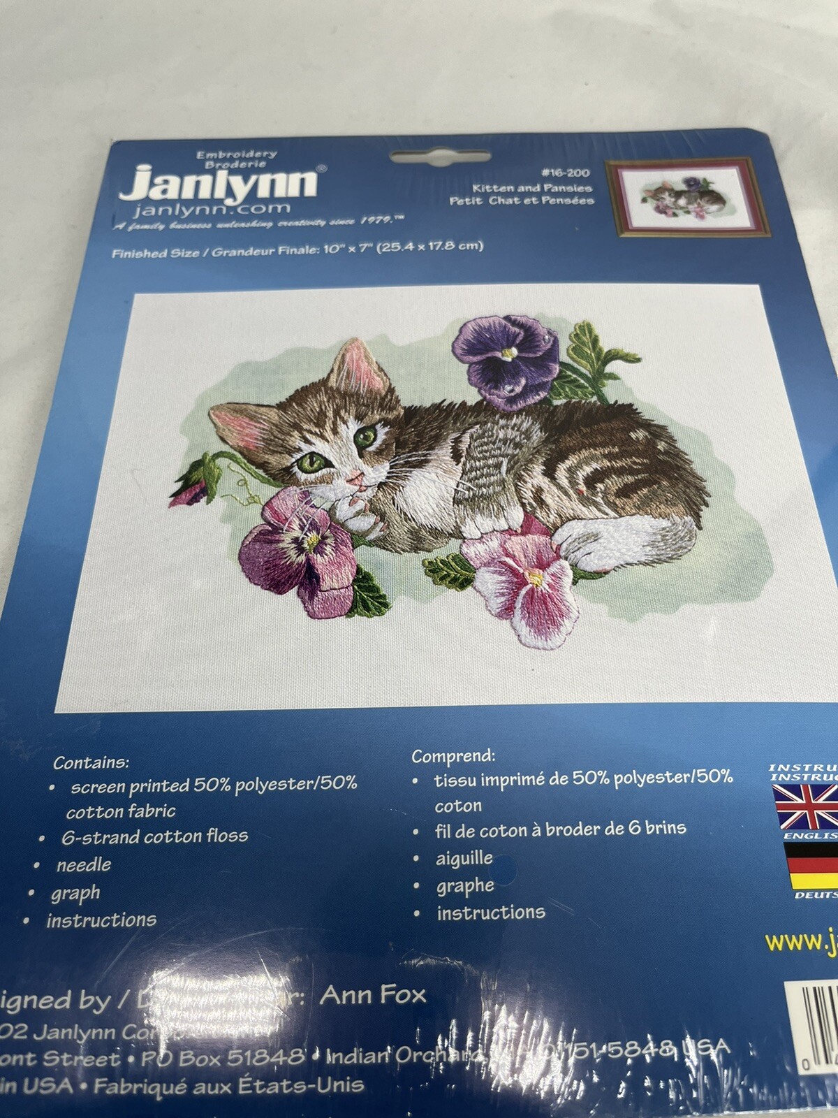 Janlynn Embroidery #16-200 Kitten & Pansies 10\ Janlynn Embroidery #16-200 Kitten & Pansies 10\