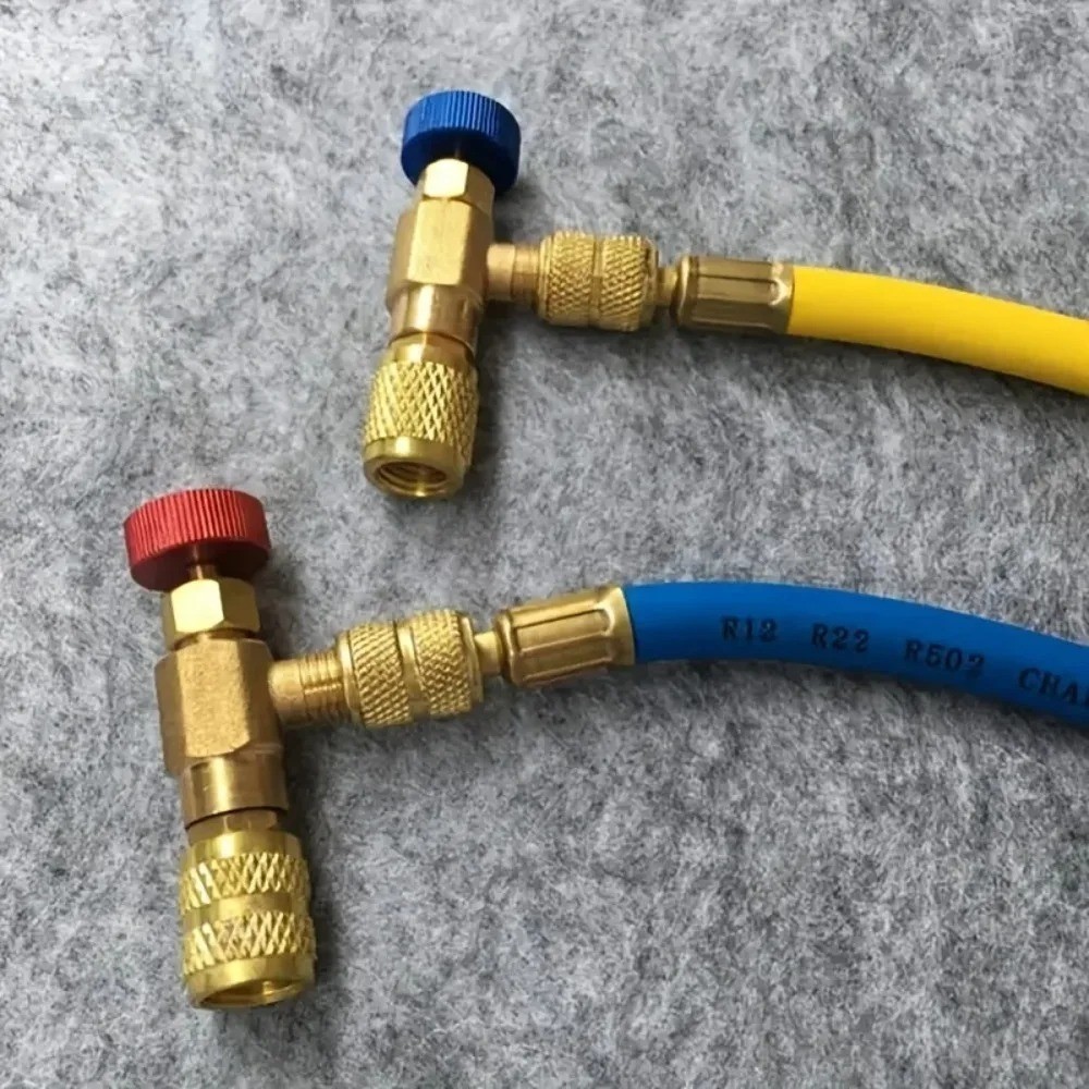 2Pcs Refrigerant Charging Valve Set Brass Low Loss HVAC Fittings 1/4 &