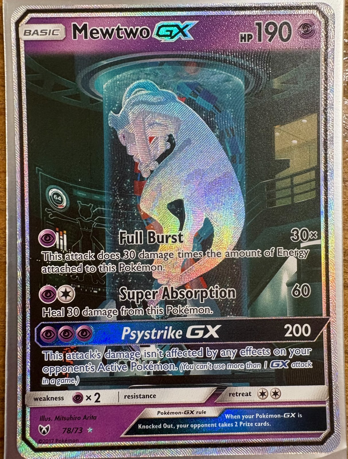 Pokemon 2017 Mewtwo GX 78/73 Full Art Secret Rare Shining Legends Pokemon 2017 Mewtwo GX 78/73 Full Art Secret Rare Shining Legends