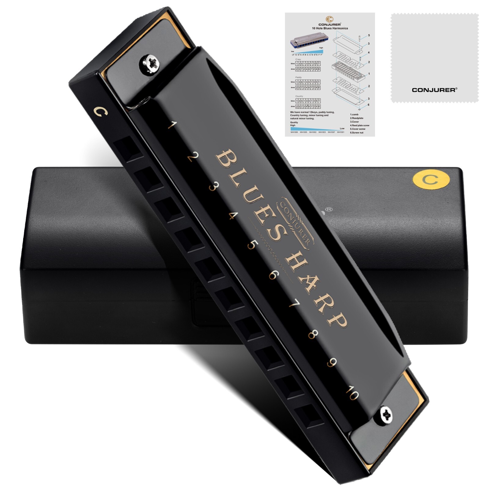7-Pack Diatonic Harmonica Set Blues Harp 10 Hole Mouth Organ Birthday Gift