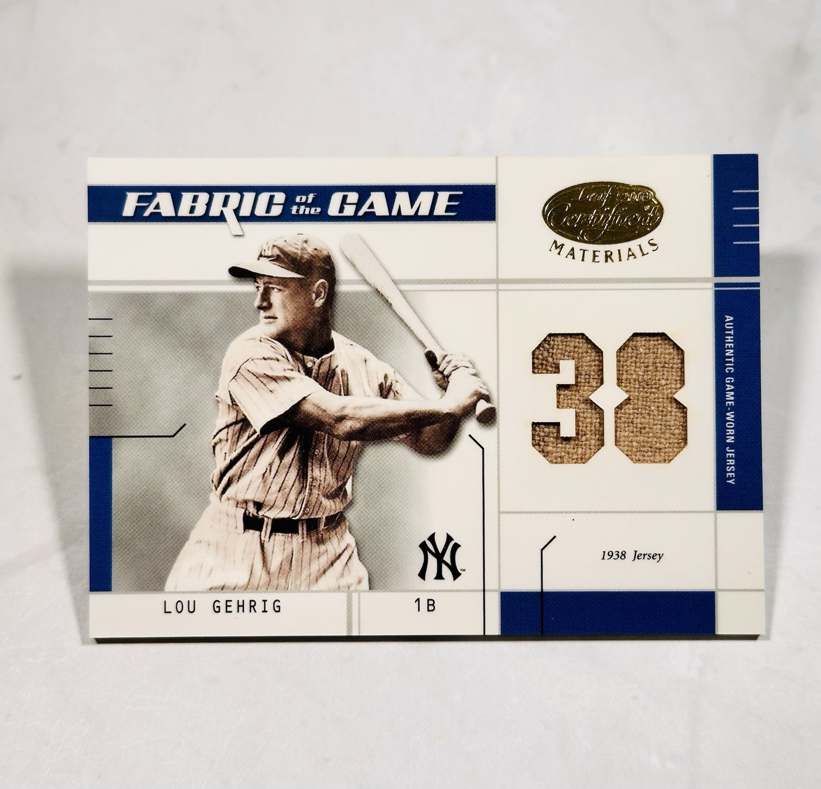 2003 Lou Gehrig Donruss Certified Materials Fabric Of The Game, Game Used  /38 