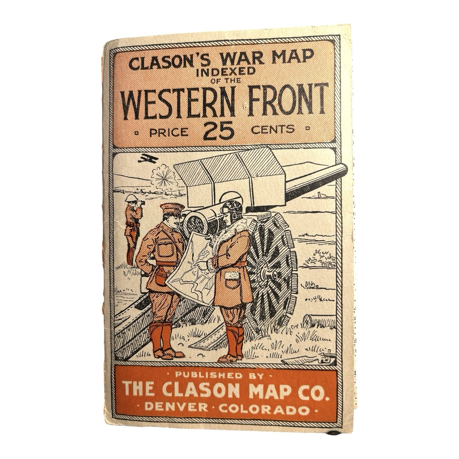 Antique WW1 World War One Clason War Map of Western Front Antique WW1 World War One Clason War Map of Western Front