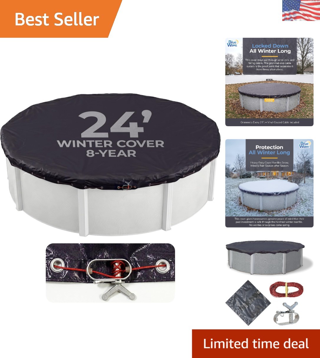 Arctic Armor 24-ft Navy Round Pool Cover - Strong Winter Protection Guaranteed