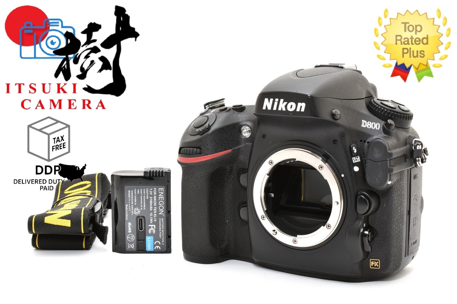 Almost Mint Nikon D800 36.3MP DSLR Camera Only Shatter Count 7814 W/Strap JAPAN