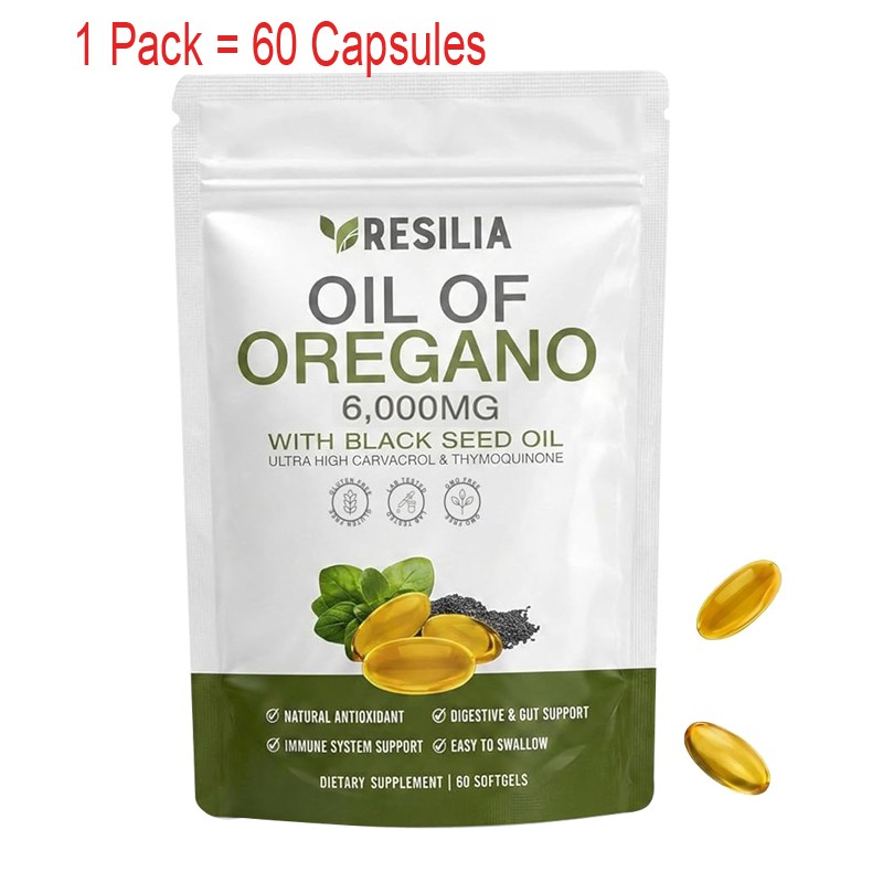 1-3PCS Resilia Oil of Oregano 6000mg with Black Seed Oil Softgels – 60 Capsules 1-3PCS Resilia Oil of Oregano 6000mg with Black Seed Oil Softgels – 60 Capsules
