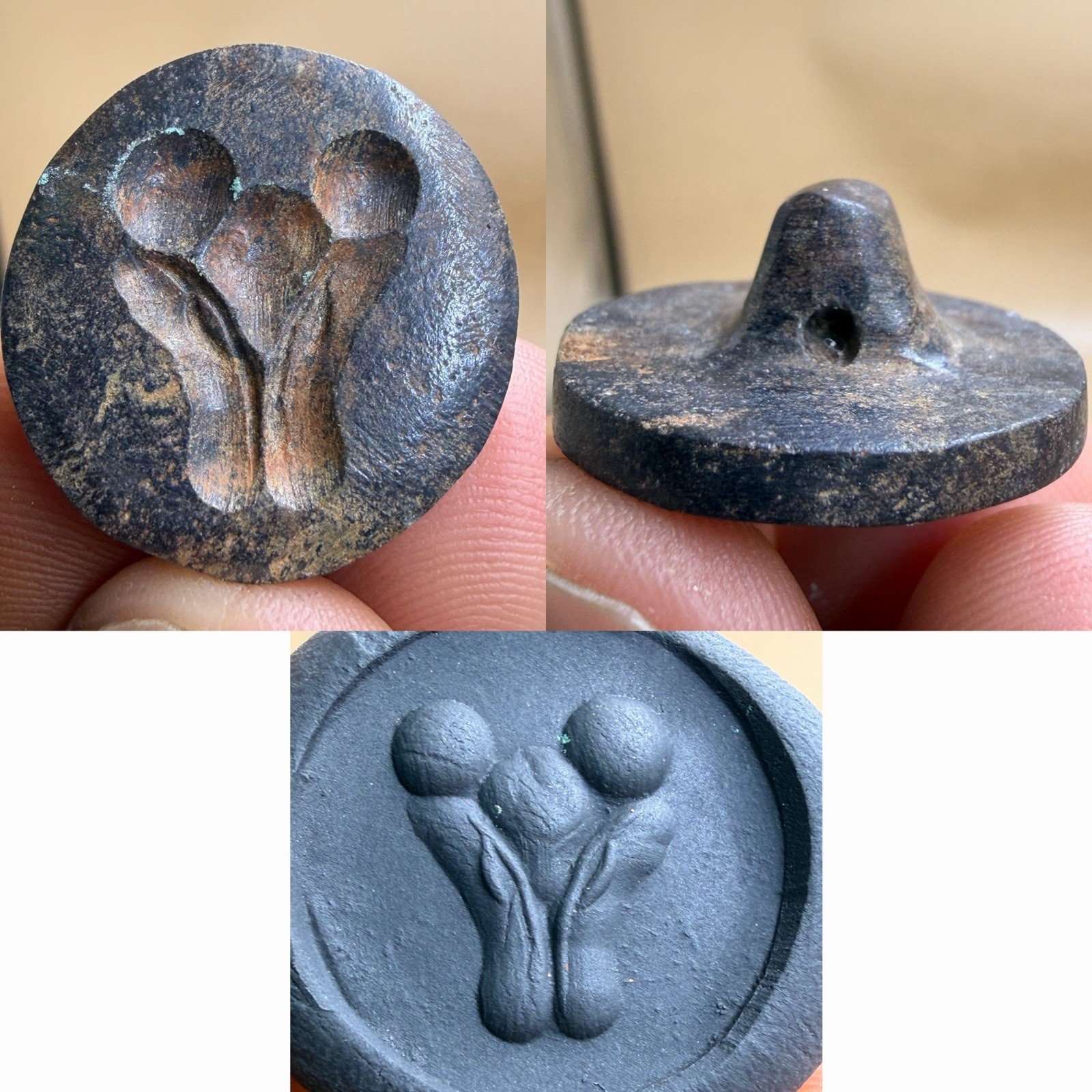 Very Old Unique Roman Garnet Seal Lion Head Good Luck Amulet Stamp
