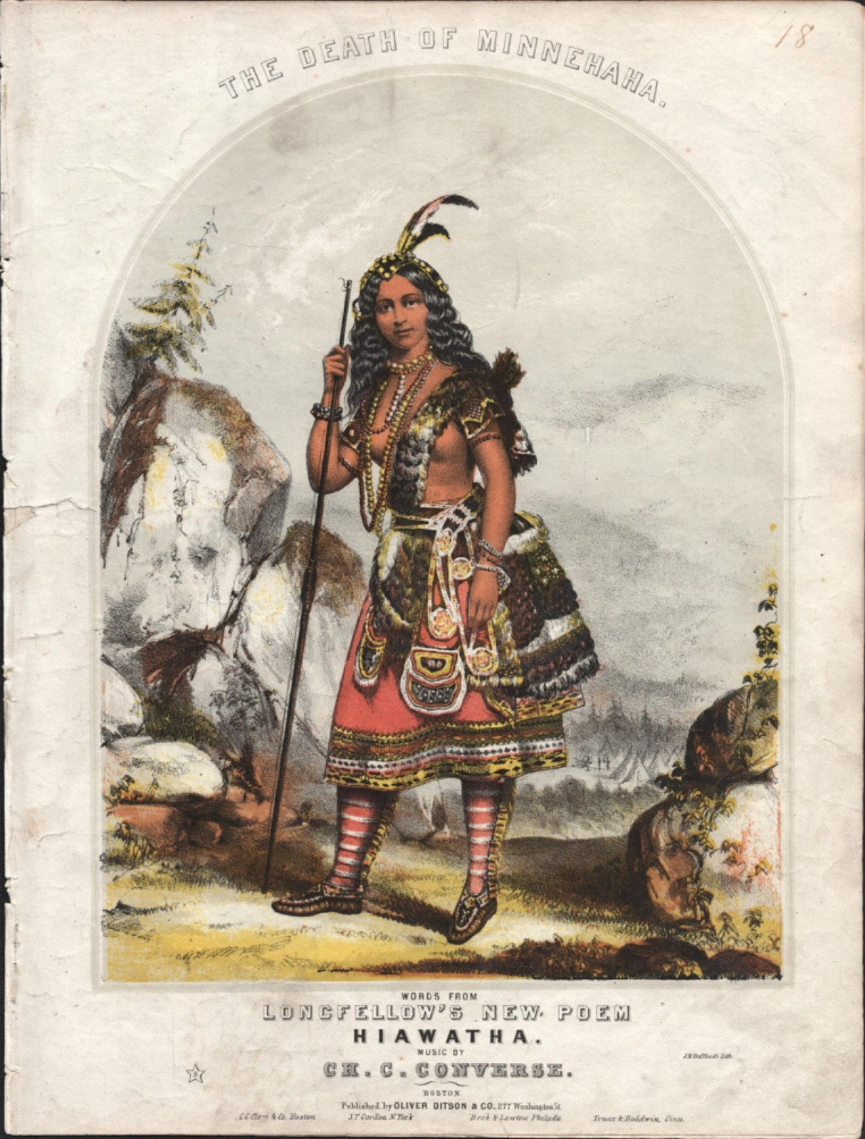 1856 THE DEATH OF MINNEHAHA antique Native American sheet music LONGFELLOW POEM 1856 THE DEATH OF MINNEHAHA antique Native American sheet music LONGFELLOW POEM