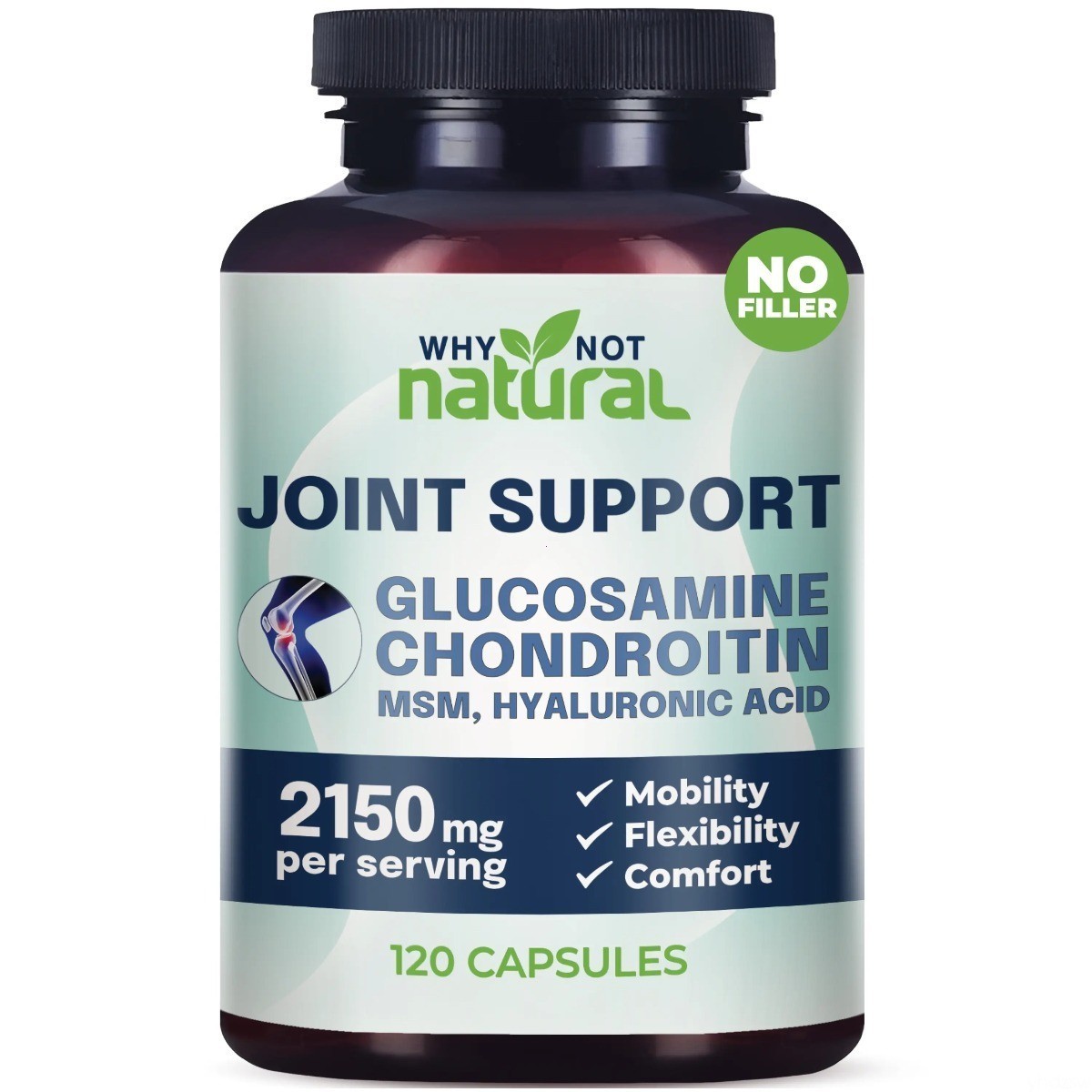 Why Not Natural Joint Support with Glucosamine Chondroitin MSM, 120 Capsules NEW