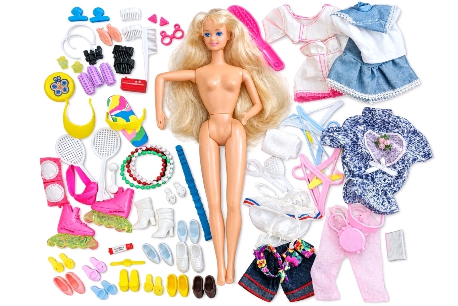 Vintage Barbie Doll With Clothing Shoes & Accessories Large Lot