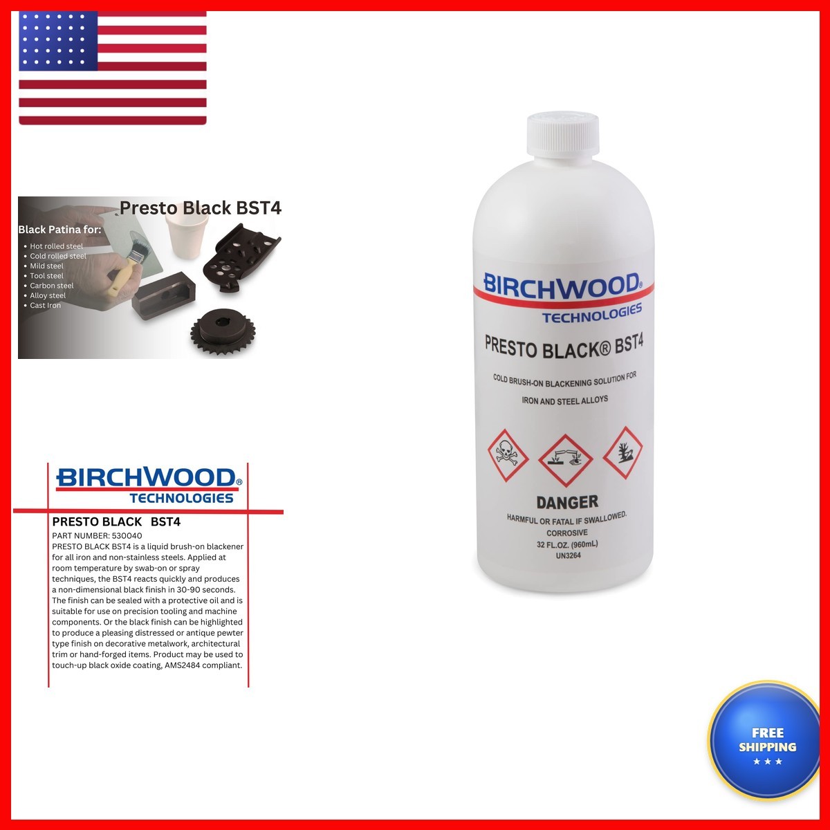 Birchwood Presto Black BST4 Technologies - Cold Brush On Blackener Solution Birchwood Presto Black BST4 Technologies - Cold Brush On Blackener Solution