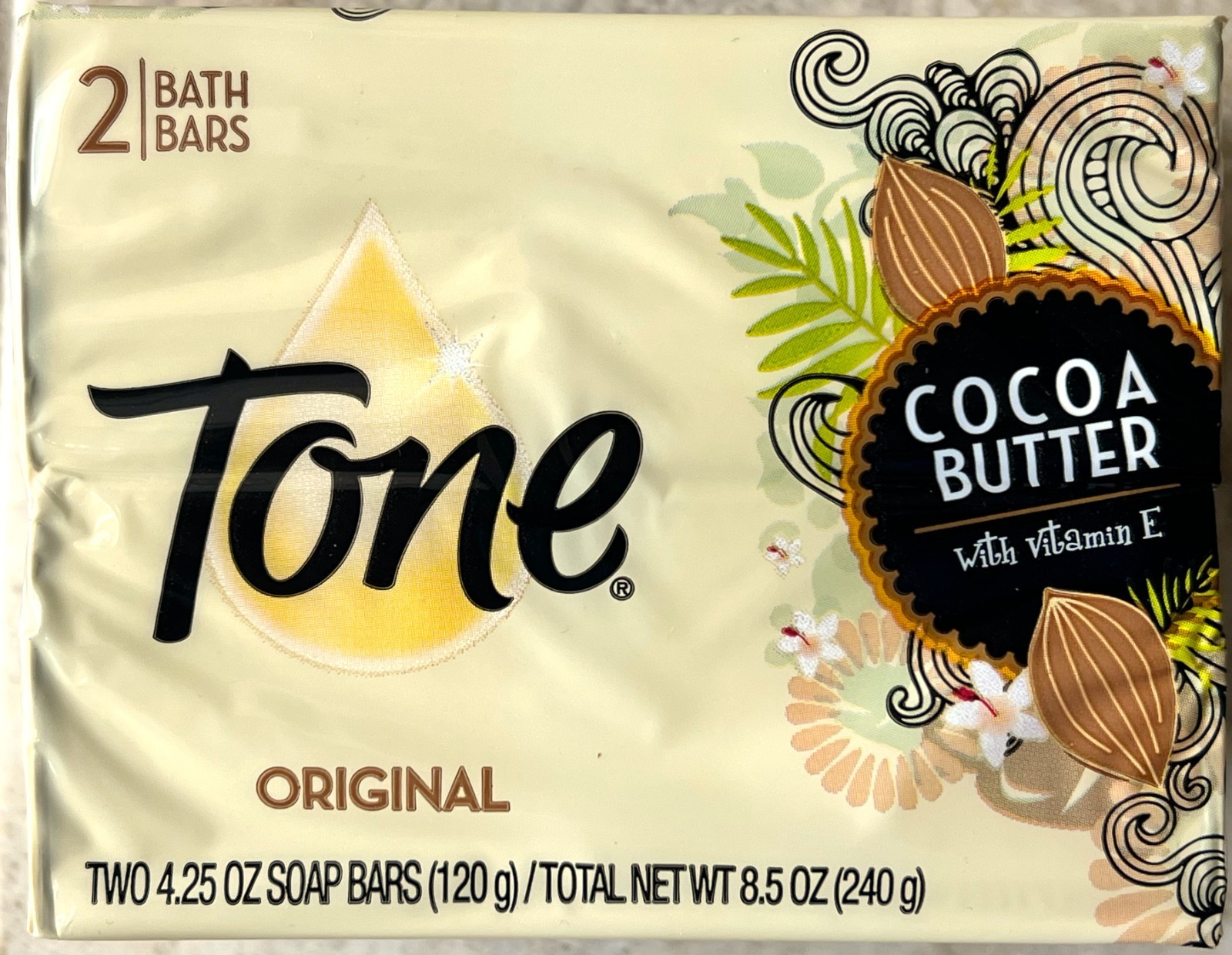 Tone Original Cocoa Butter, Vitamin E Bar Soap - two boxes of 4.25 oz. each