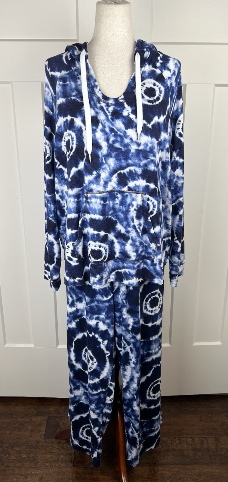 Koolaburra by UGG Lounge Set XL Blue White Tie Dye Hoodie Wide Leg Pants So Soft