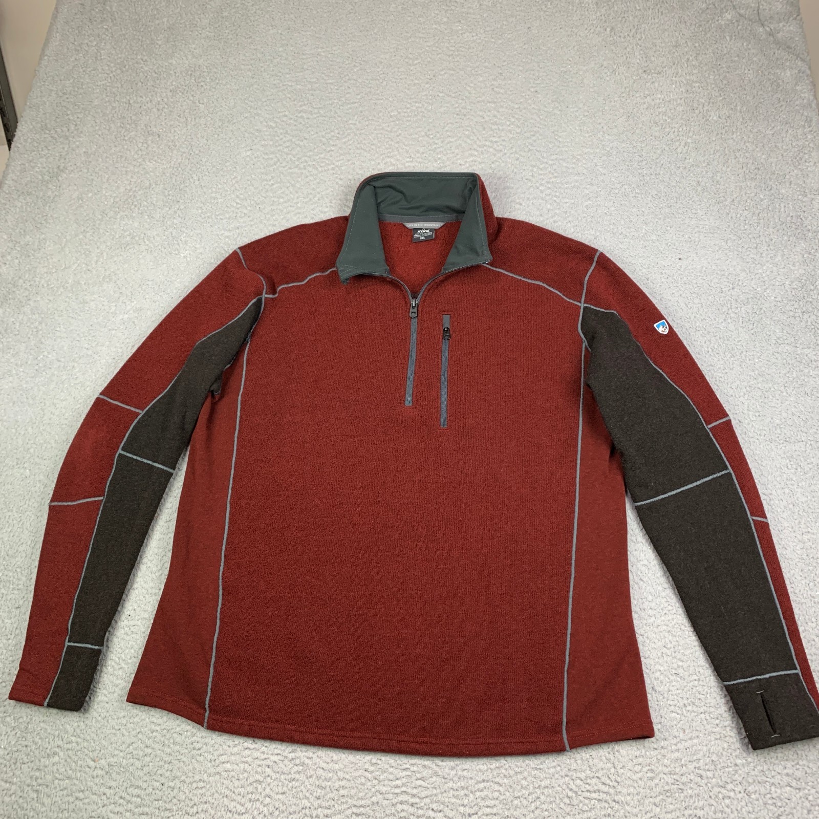KÜHL Interceptr Sweater Mens 2XL Red Fleece 1/4 Zip Mock Neck Chest Pocket KÜHL Interceptr Sweater Mens 2XL Red Fleece 1/4 Zip Mock Neck Chest Pocket