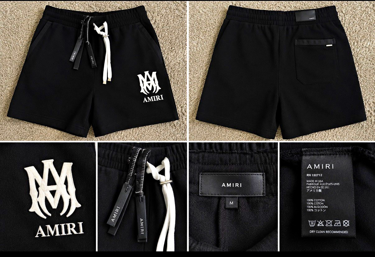 AMIRI Men’s Black Cotton Fleece Sweat Shorts Drawstring Logo Pockets Size M AMIRI Men’s Black Cotton Fleece Sweat Shorts Drawstring Logo Pockets Size M
