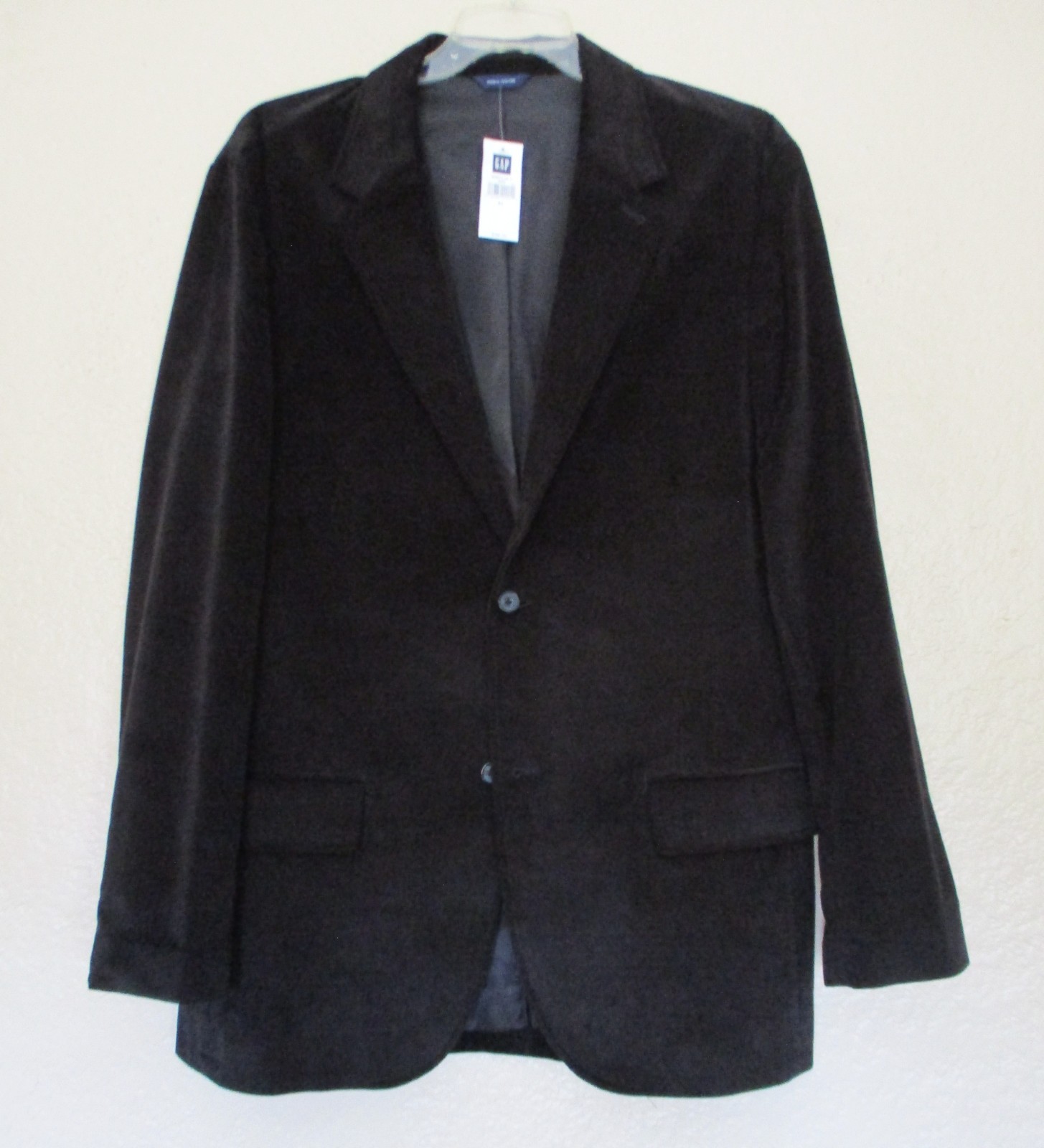 Vintatge Gap Blazer Mens XL Black Cotton Velvet 2 Button Sport Coat Jacket NWT