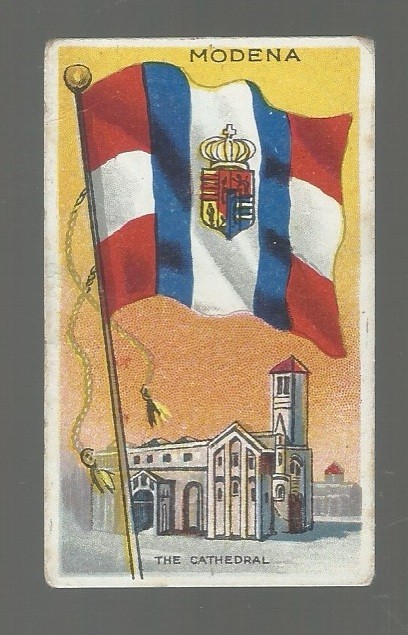 1911 T-59 AMERICAN TOBACCO FLAGS OF ALL NATIONS  MODENA   EX  JACK ROSE BACK