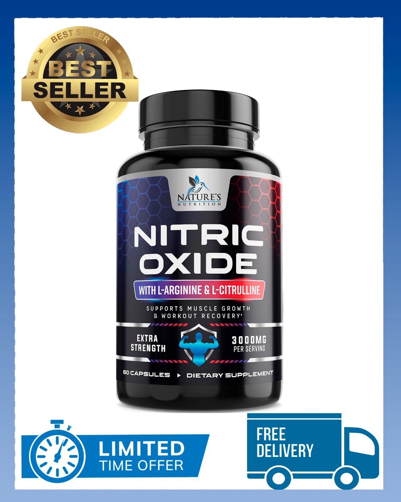 Nitric Oxide Booster Extra Strength 3000mg - L Arginine 3X Strength Nitric Oxide