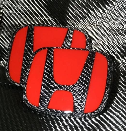 Genuine Carbon Fiber Honda Front Rear H Badge Emblem Set Handmade Civic Accord