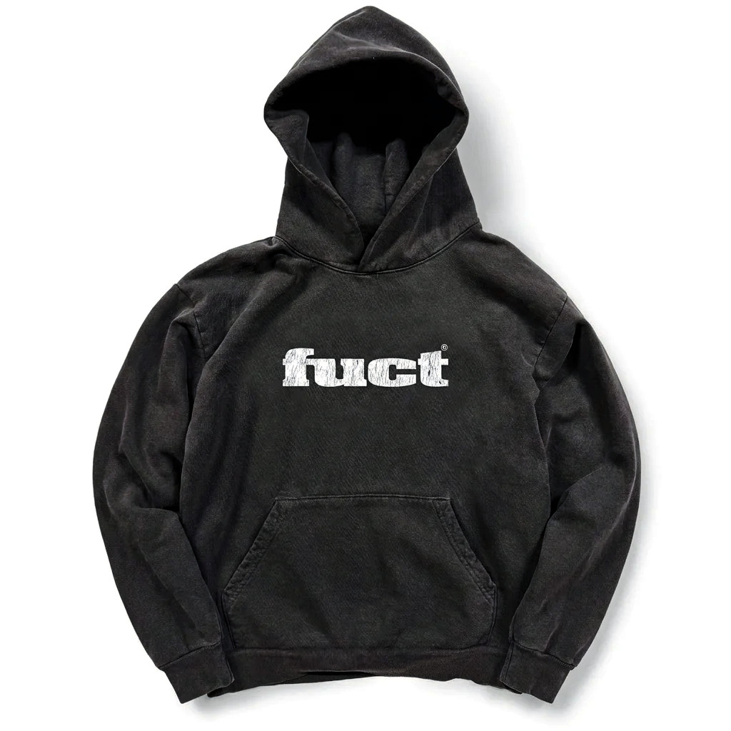 FUCT Vintage OG Logo Pullover Hoodie Black Mens Size XL NWT Distressed 90s Skate