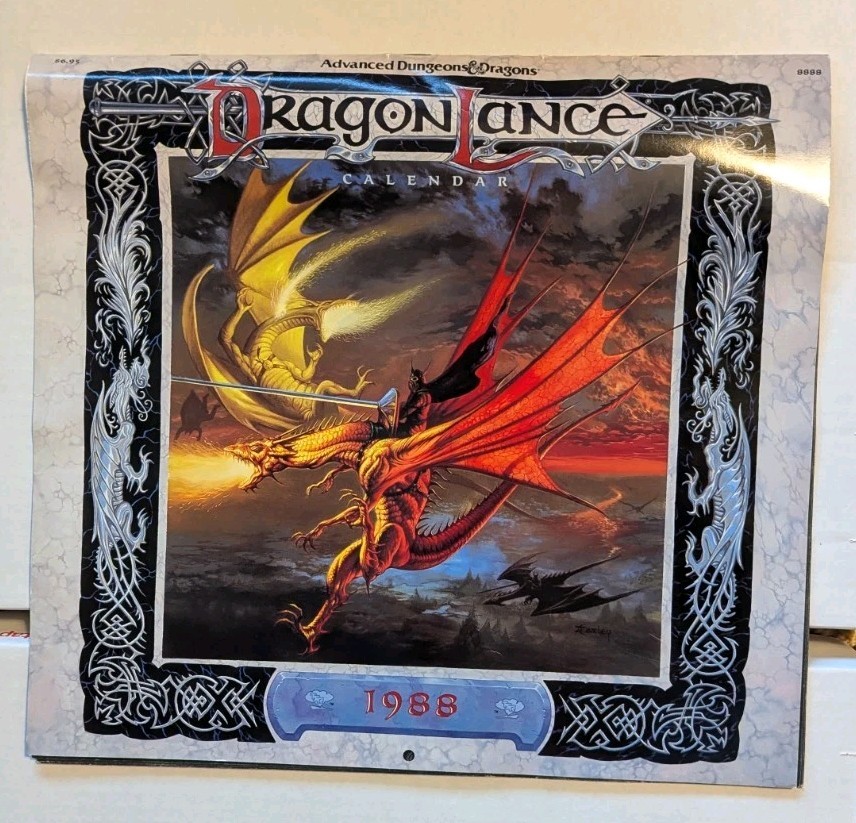 1988 Dragonlance Calendar TSR 8888 AD&D Easley Elmore Parkinson Caldwell Vintage