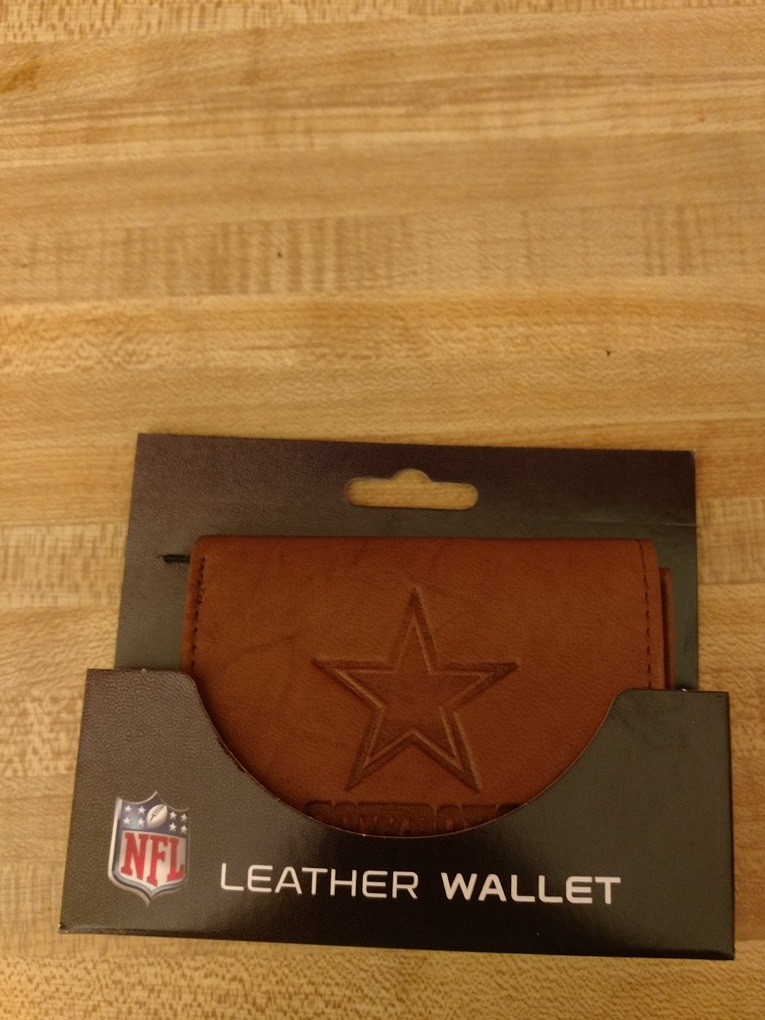 NFL tan tri-fold leather wallet Pick your team