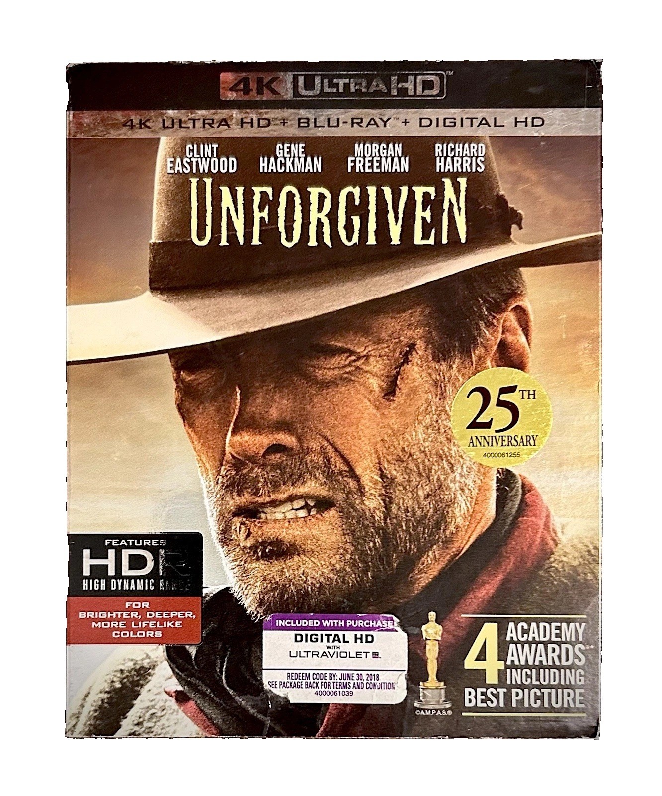 Unforgiven (1992) 25th Anniversary 4K UHD + Blu-ray w/ RARE SLIPCOVER ***OOP***