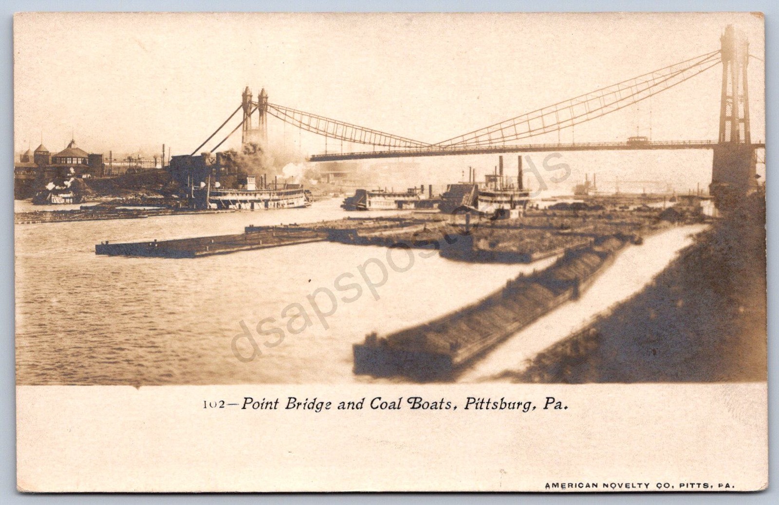 K30/ Pittsburgh Pennsylvania RPPC Postcard c1910 Point Bridge Coal Barge 92 K30/ Pittsburgh Pennsylvania RPPC Postcard c1910 Point Bridge Coal Barge 92