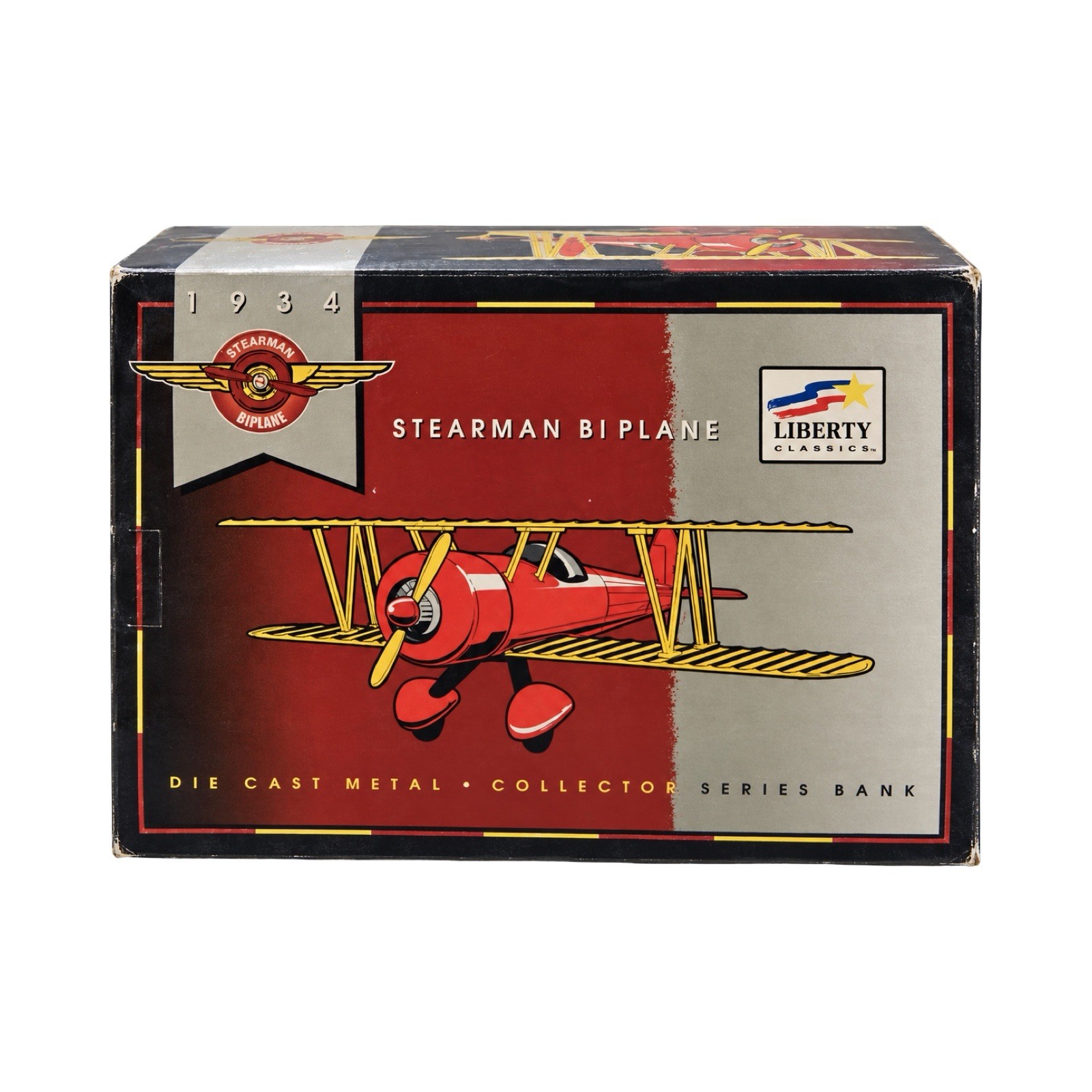 Vintage 1990s Liberty Classics 1934 Stearman Biplane Diecast Bank NIB