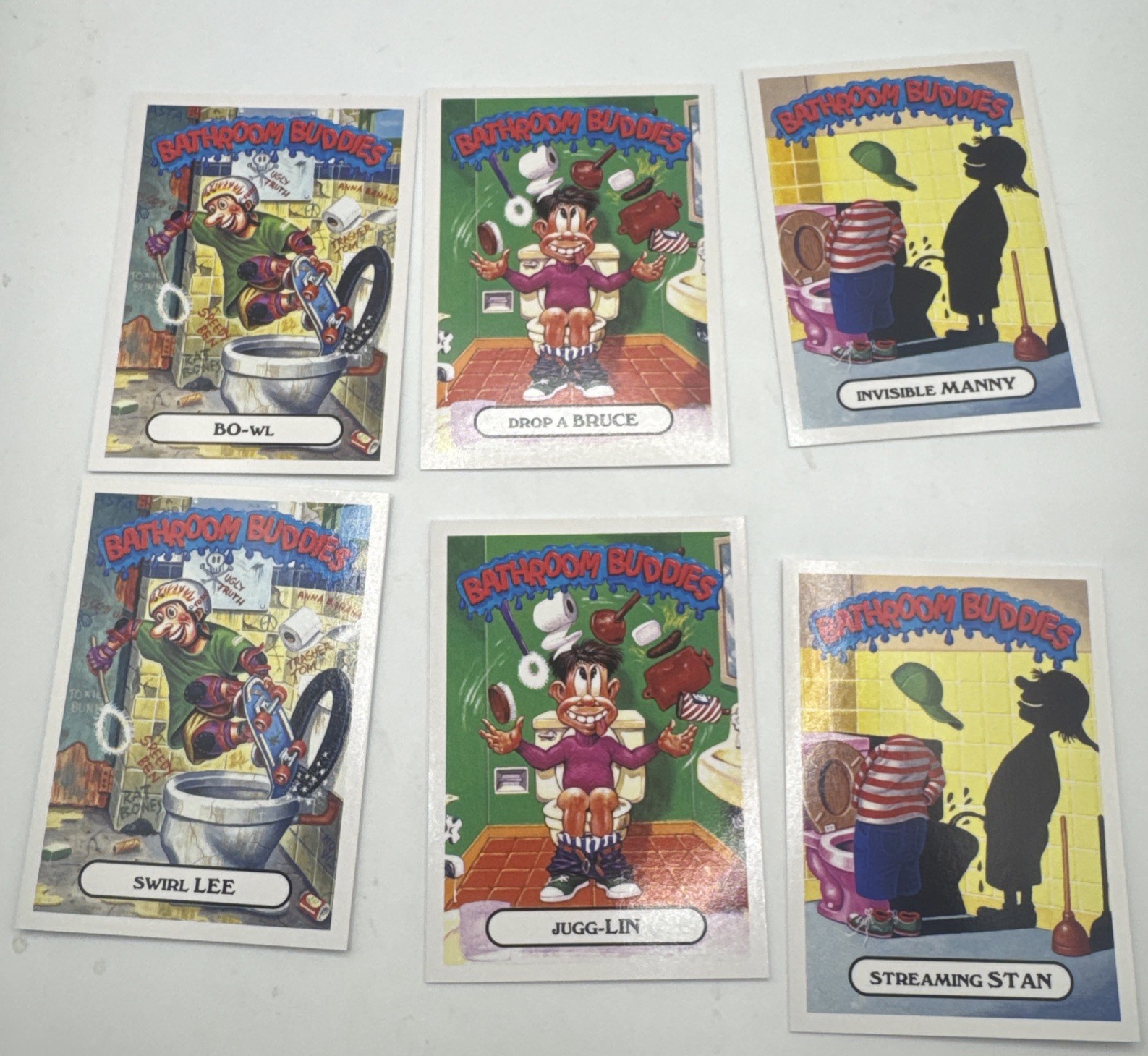 2018 GARBAGE PAIL KIDS BATHROOM BUDDIES SET WE HATE THE 80's GPK SET of 6 2018 GARBAGE PAIL KIDS BATHROOM BUDDIES SET WE HATE THE 80's GPK SET of 6