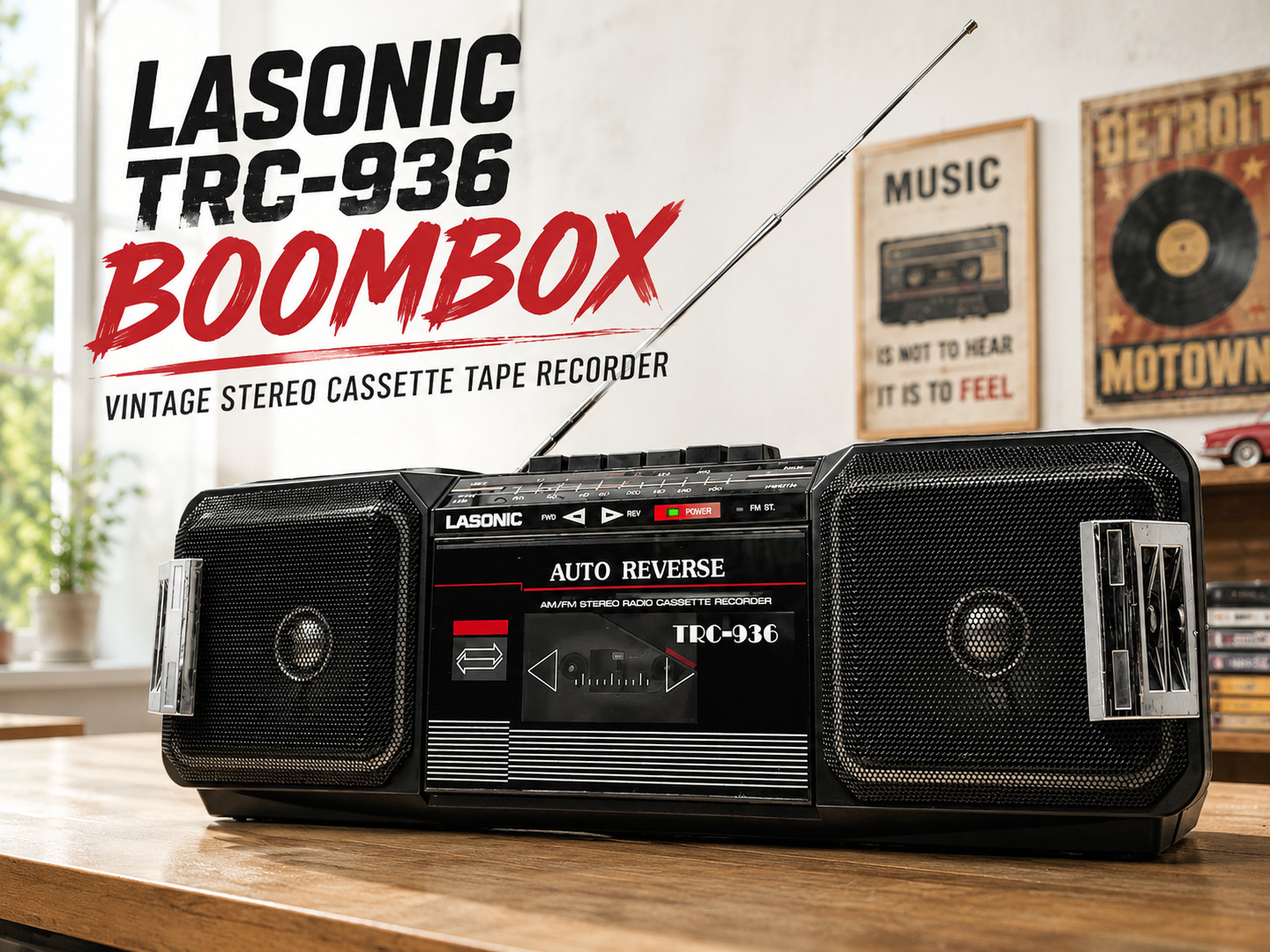 LASONIC TRC-936 BOOMBOX 🌈RaRe🌈 Vintage Stereo Cassette Tape Recorder