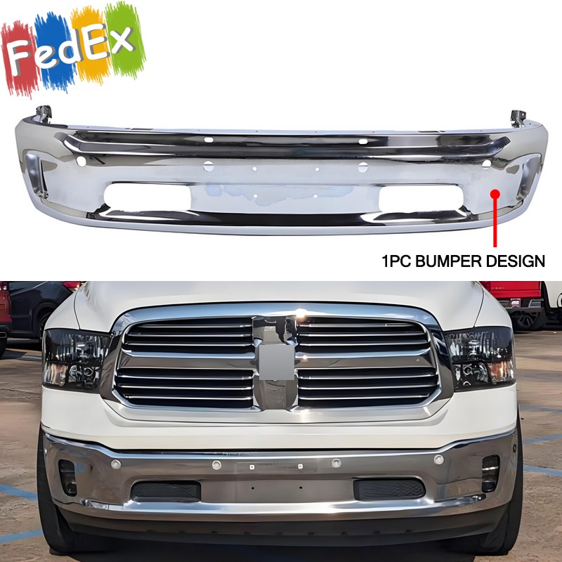 For 2013-2018 Dodge Ram 1500 W/ Fog Light&Sensor Hole Chrome Steel Front Bumper