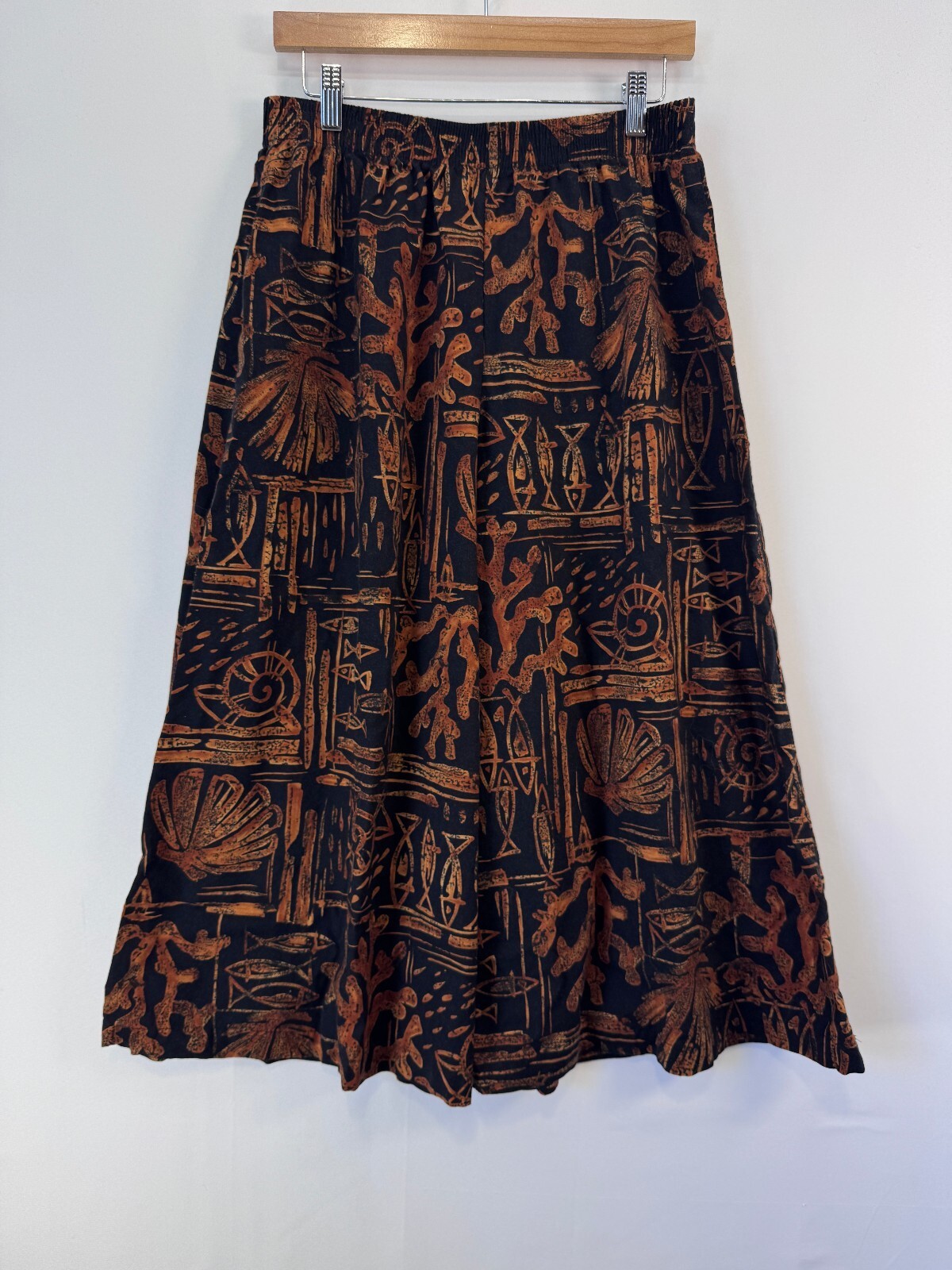 Vintage Hilo Hattie Hawaiian Art To Wear Wide Leg Culotte Pants Black Rust L Vintage Hilo Hattie Hawaiian Art To Wear Wide Leg Culotte Pants Black Rust L