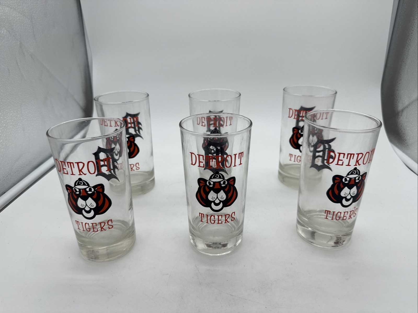 Set of 6 Vintage 1968 Detroit Tigers Baseball Logo 8oz Drinking Glasses Set of 6 Vintage 1968 Detroit Tigers Baseball Logo 8oz Drinking Glasses